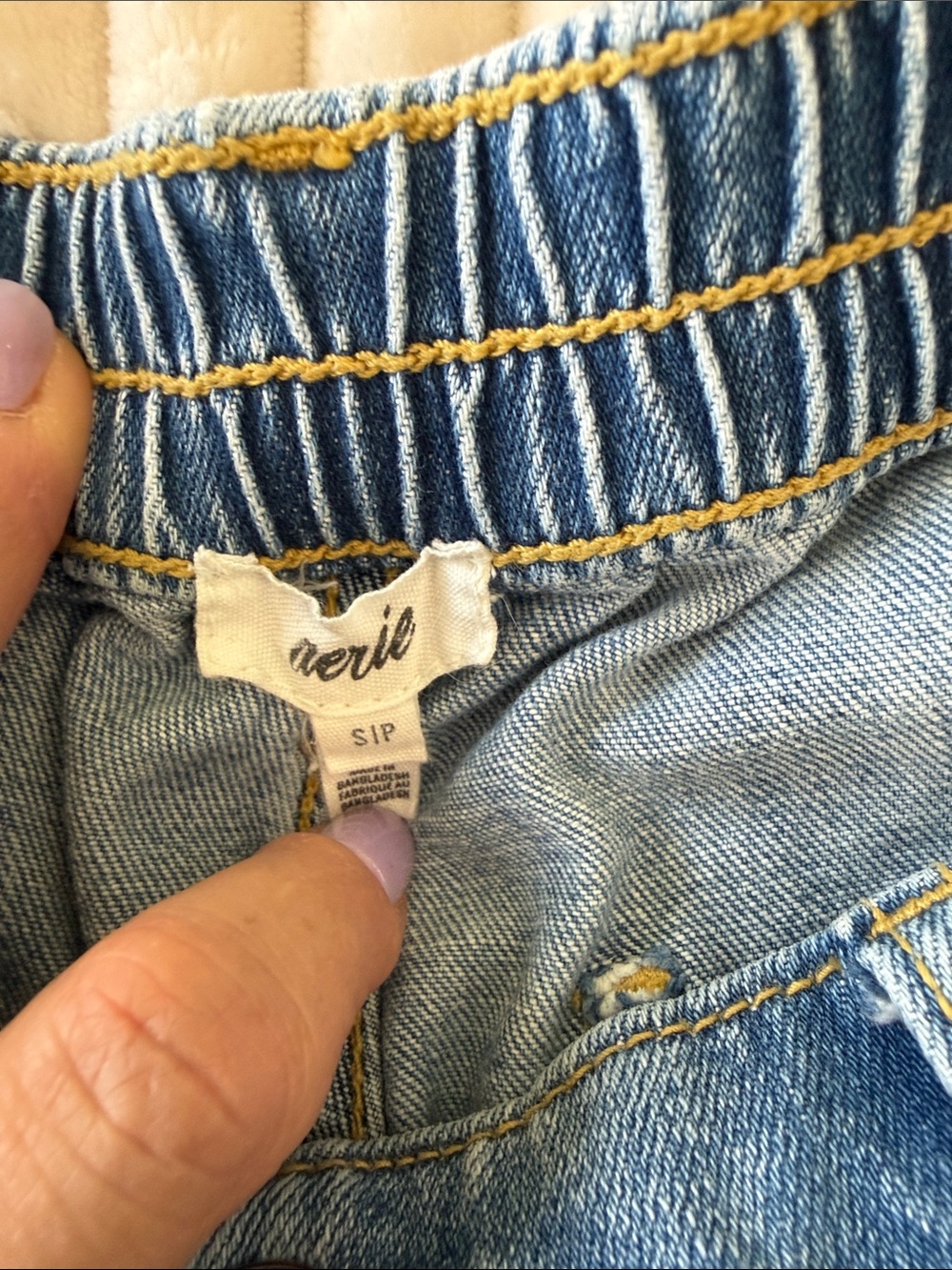 Aerie soft denim pull on shorts Light Wash Distressed size S - Picture 6 of 6